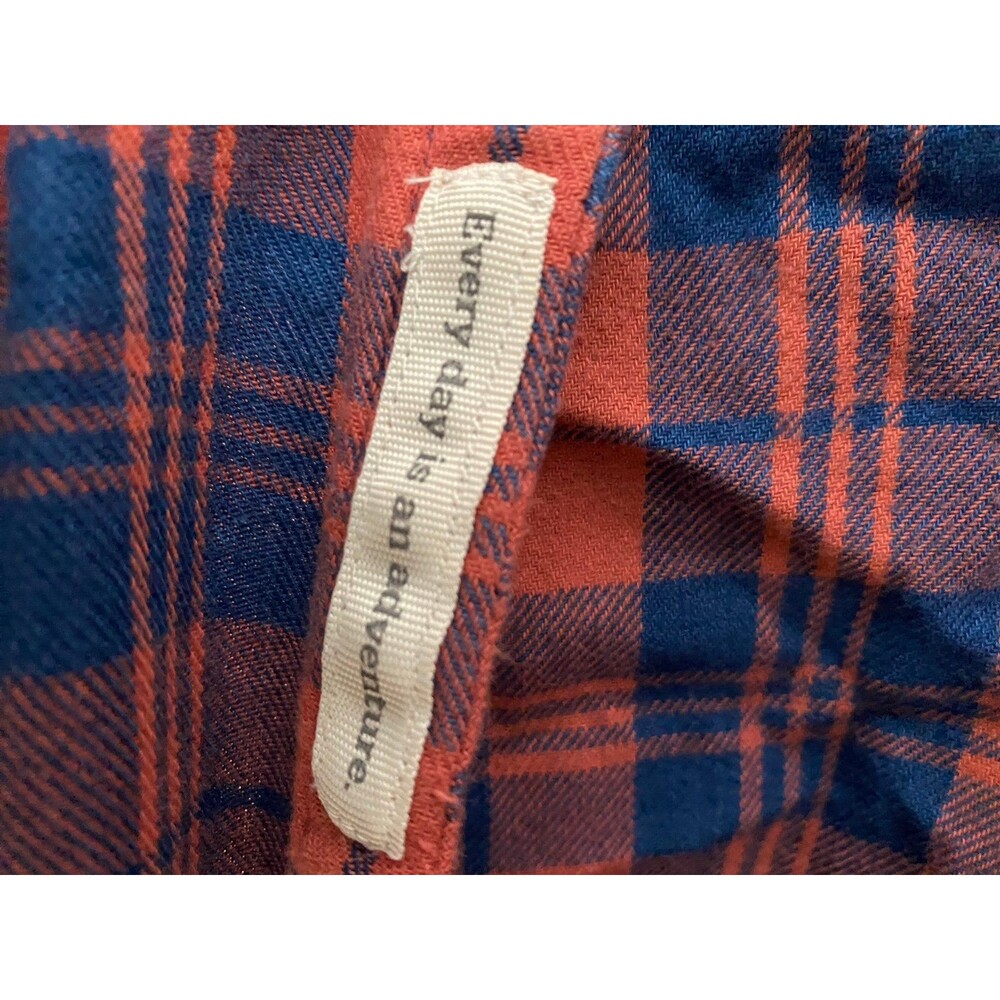 Toad&Co Women's S Flannel Plaid Button Down Dress Burnt Orange Blue Tunic - Picture 9 of 12